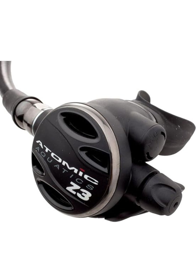 Atomic Regulator Z3 Din Sealed Black, superior reliability, pneumatically-balanced second stage, maintains performance in any temp., compact & lightweight | constructed of Titanium and Zirconium components, corrosion resistant scuba regulator | swivel hose on the second stage of this regulator helps reduce jaw fatigue and makes for a more comfortable scuba diving experience - Image 3