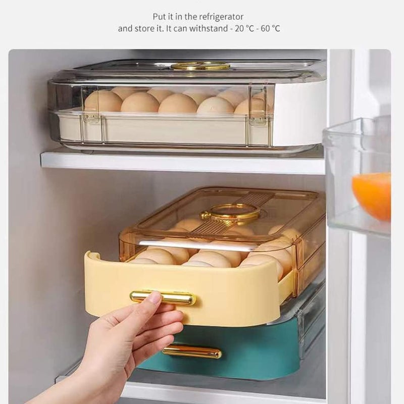 Calyrex Egg Holder for Refrigerator Egg Storage Container for Refrigerator Fridge Organizer Bin Egg Drawer Box Egg Tray Auto Rolling Stackable with Lid - Image 3