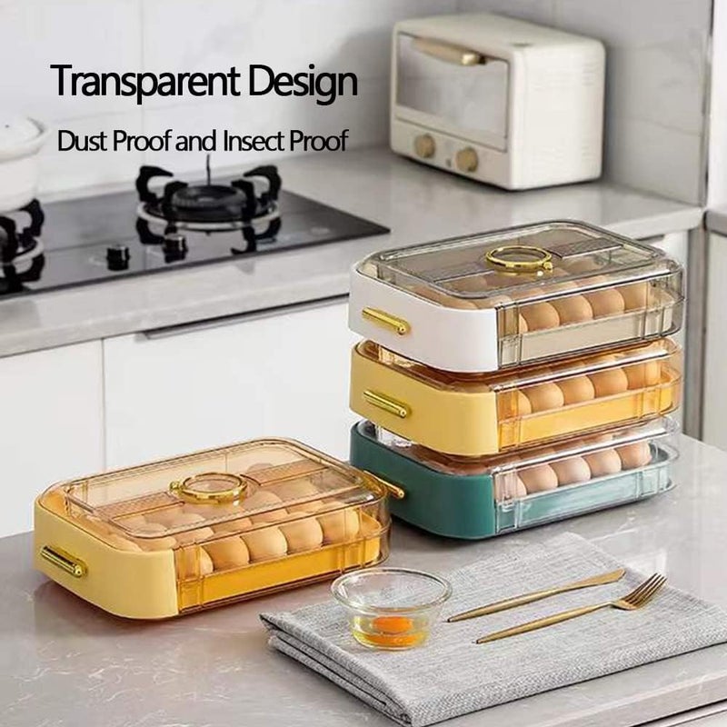 Calyrex Egg Holder for Refrigerator Egg Storage Container for Refrigerator Fridge Organizer Bin Egg Drawer Box Egg Tray Auto Rolling Stackable with Lid - Image 4