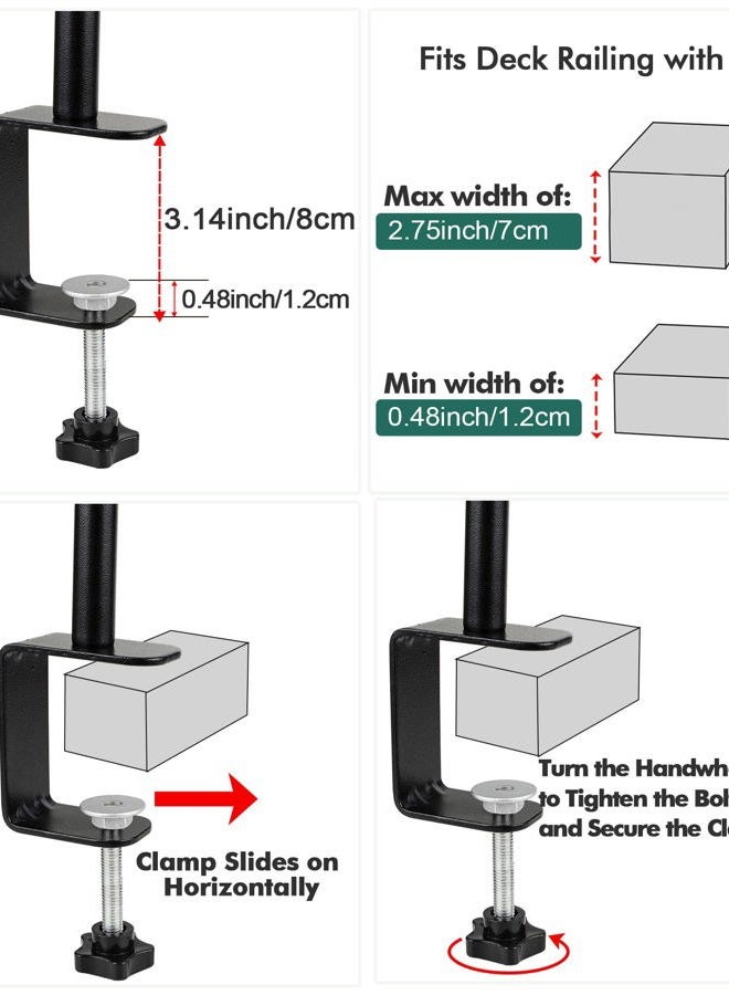 BOLITE Deck Bird Feeder for Railing, Balcony Bird Feeders for Outside, Three Trays, Enhanced Version, Black - Image 3