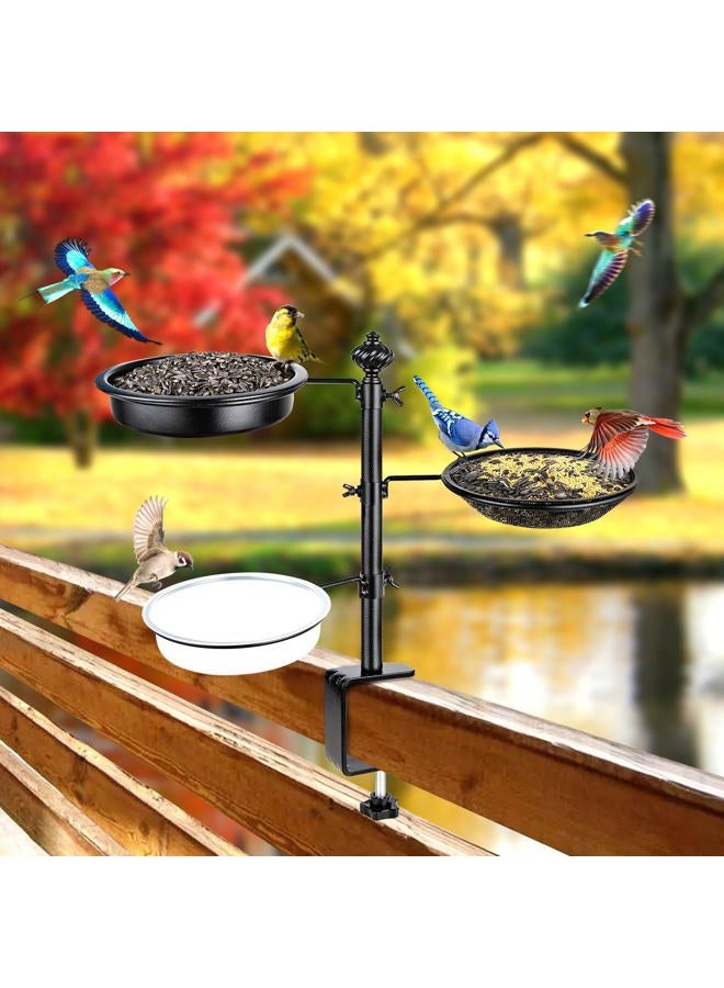 BOLITE Deck Bird Feeder for Railing, Balcony Bird Feeders for Outside, Three Trays, Enhanced Version, Black - Image 4