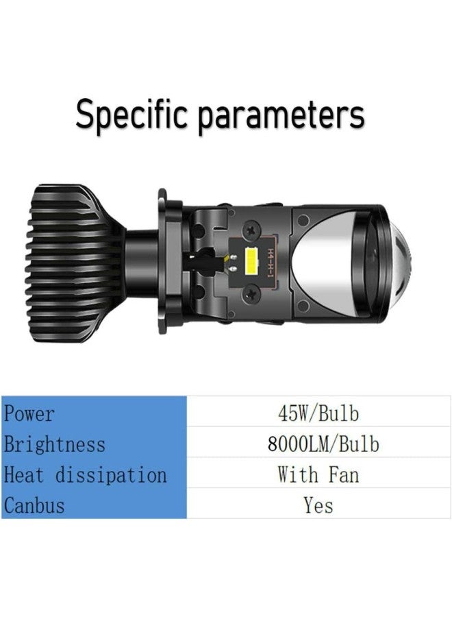 klarako 1 Pair 45W H4 9003 Bi LED Projector LED Headlight Lens Canbus Headlamp Retrofit High Low Beam Solve Astigmatism Problem 35W 5500K 8000LM Car Motorcycle  - Image 1