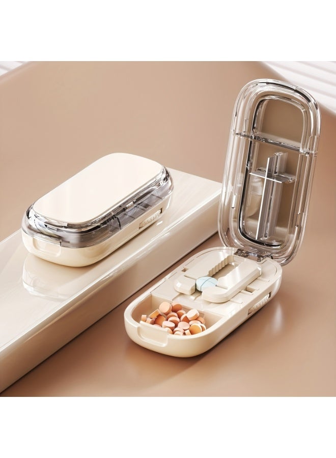 Pill Cutter and Divider, Portable Medication Dispenser, Accurate Tablets Splitter, One-to-Two, a Quarter Pill Splitter, Convenient Pill Case Organizer  , Precise Cutting of Medicine Into Halves or Four Halves, And a Portable Pill Storage Box - Image 1