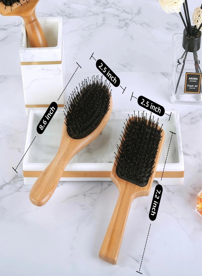 Klabelle Hair Brush - Boar Bristle Hair Brushes for Women men, Paddle Boar Nylon Bristle Hairbrush for Thick Curly Thin Long Wet Dry Hair, Smoothing Massage Detangling, Adds Shine & Health(Rectangle) - Image 2
