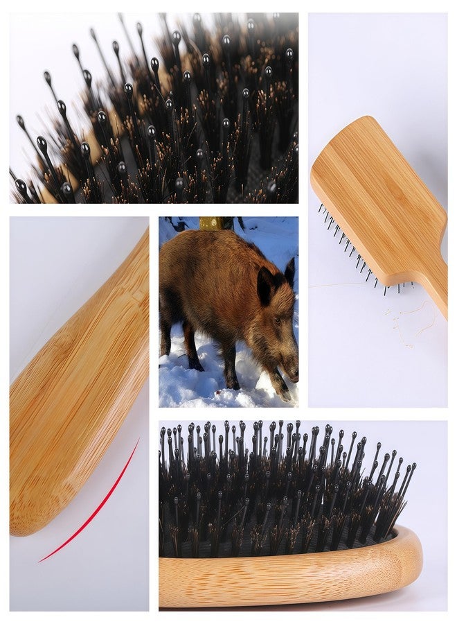 Klabelle Hair Brush - Boar Bristle Hair Brushes for Women men, Paddle Boar Nylon Bristle Hairbrush for Thick Curly Thin Long Wet Dry Hair, Smoothing Massage Detangling, Adds Shine & Health(Rectangle) - Image 5