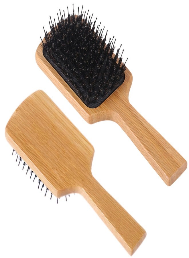 Klabelle Hair Brush - Boar Bristle Hair Brushes for Women men, Paddle Boar Nylon Bristle Hairbrush for Thick Curly Thin Long Wet Dry Hair, Smoothing Massage Detangling, Adds Shine & Health(Rectangle) - Image 1