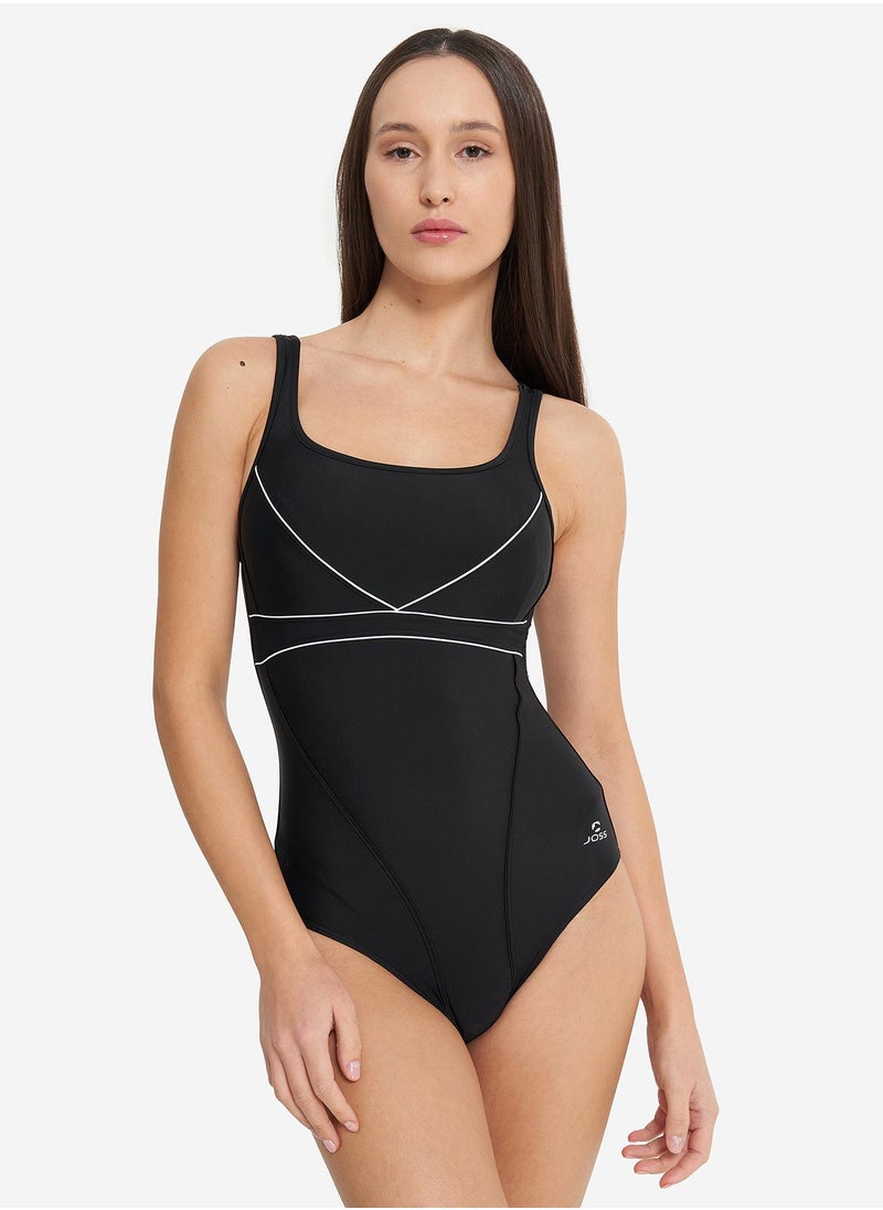 Joss Joss Women's Swimsuit with Internal Support Black/White – Removable Cups, Creora Highclo Fiber, Chlorine-Resistant, Stylish and Comfortable  - Image 2