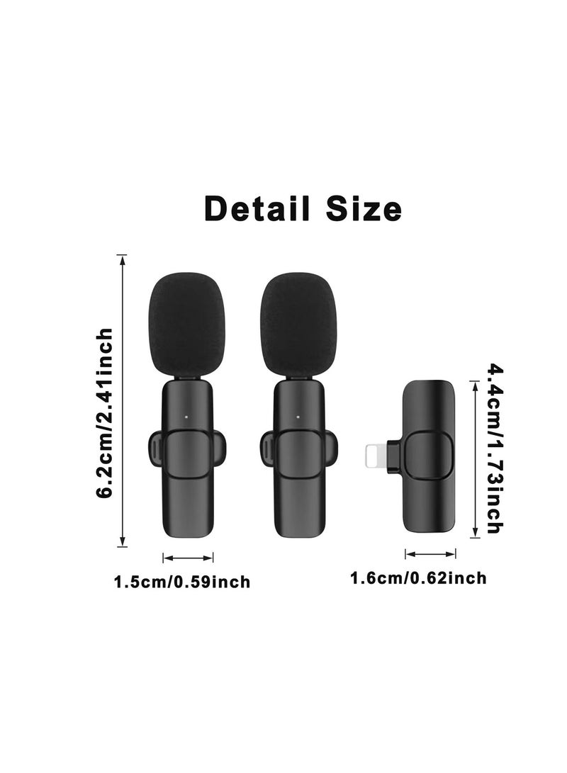 Wireless Microphone for iPhone, iPad, Android, Microphone for Video Recording - 2 Pack iPhone Mic Crystal Clear Recording with Type-C/Apple Adapter for Podcast - Image 2