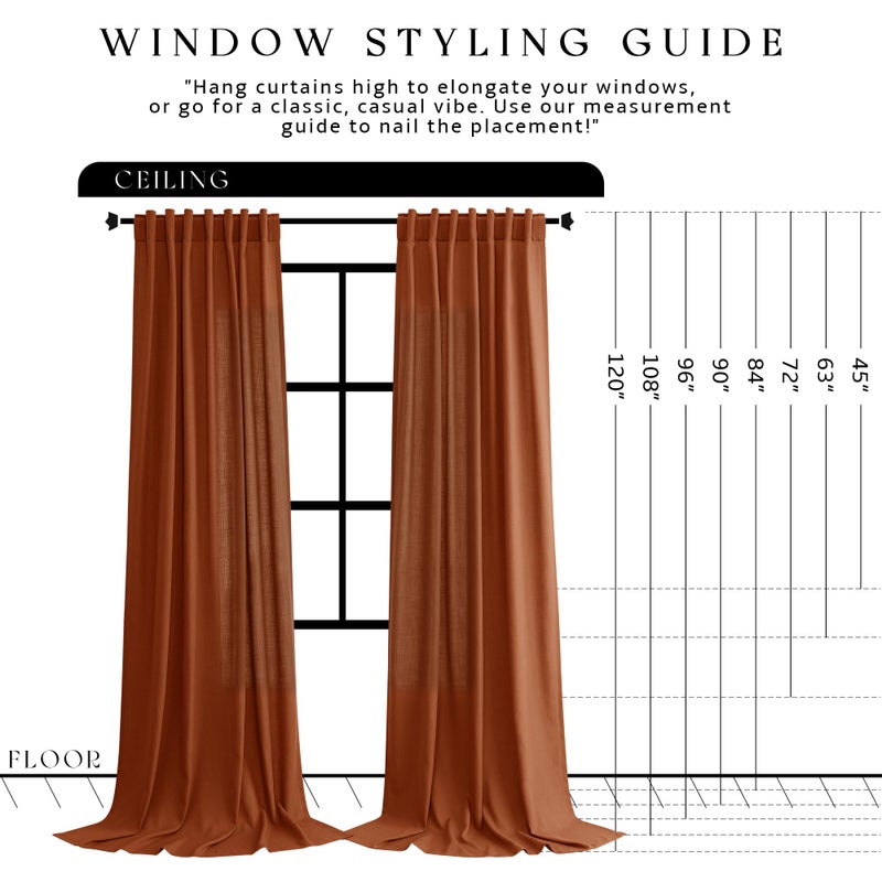 Jowels Terracotta Linen Curtains 84 inches Long 2 Panel Set Back Tab Rod Light Filtering Semi Sheer Rust Colored Curtains 84 inches Long Soft Thick Cotton Cloth Textured Boho Farmhouse Room Decor - Image 5