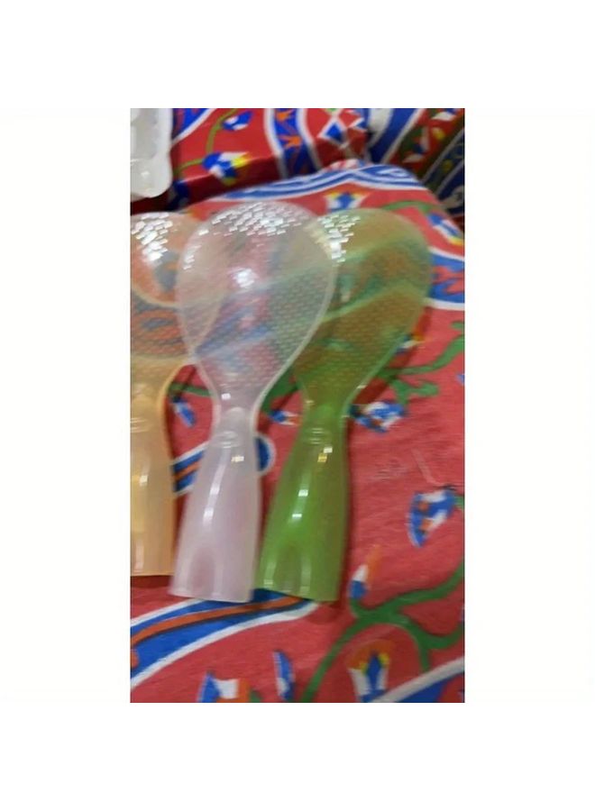 Green Non Stick Rice Spoon Ergonomic Handle Heavy Duty Plastic Kitchen Utensil Wide Opening Easy Scoop - Image 2
