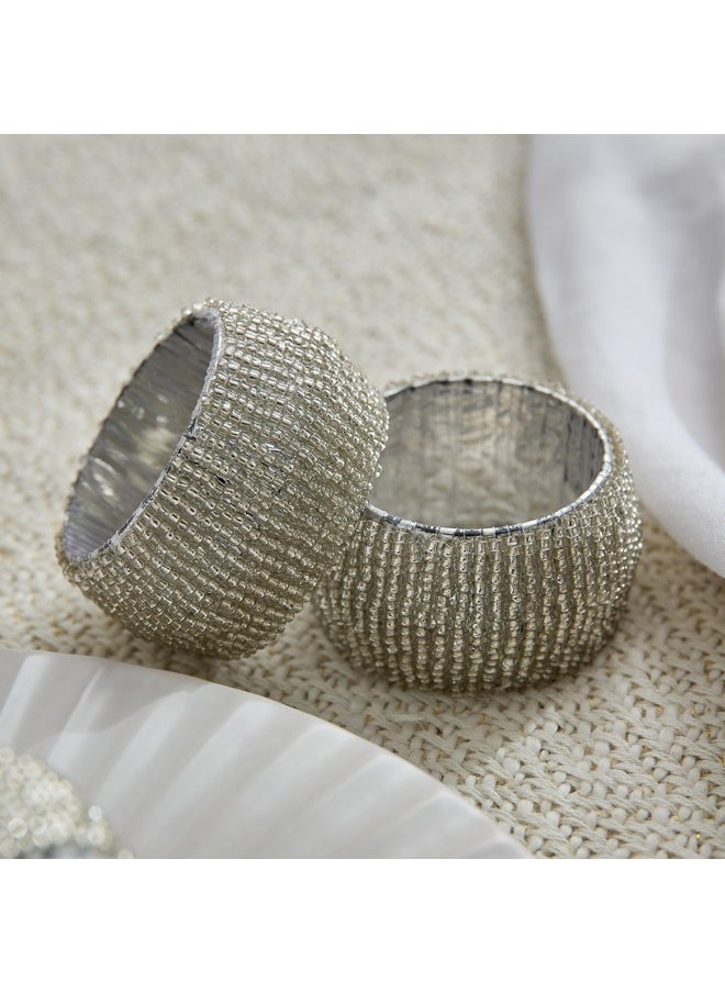 Home Box Blaze Beaded 4-Piece Napkin Rings Set 5 X 5 Cm  - Image 2