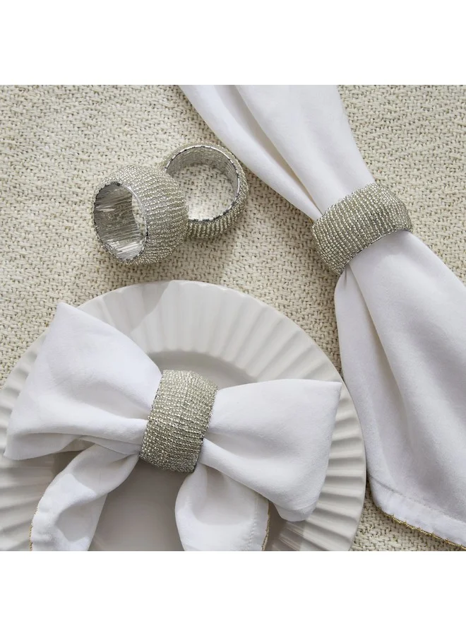 Home Box Blaze Beaded 4-Piece Napkin Rings Set 5 X 5 Cm
