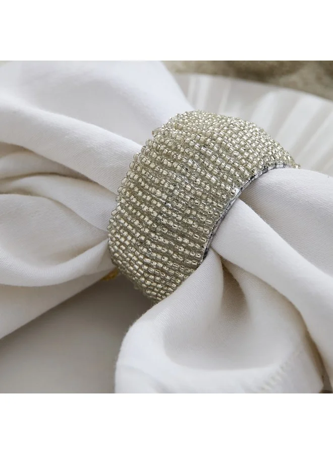 Home Box Blaze Beaded 4-Piece Napkin Rings Set 5 X 5 Cm