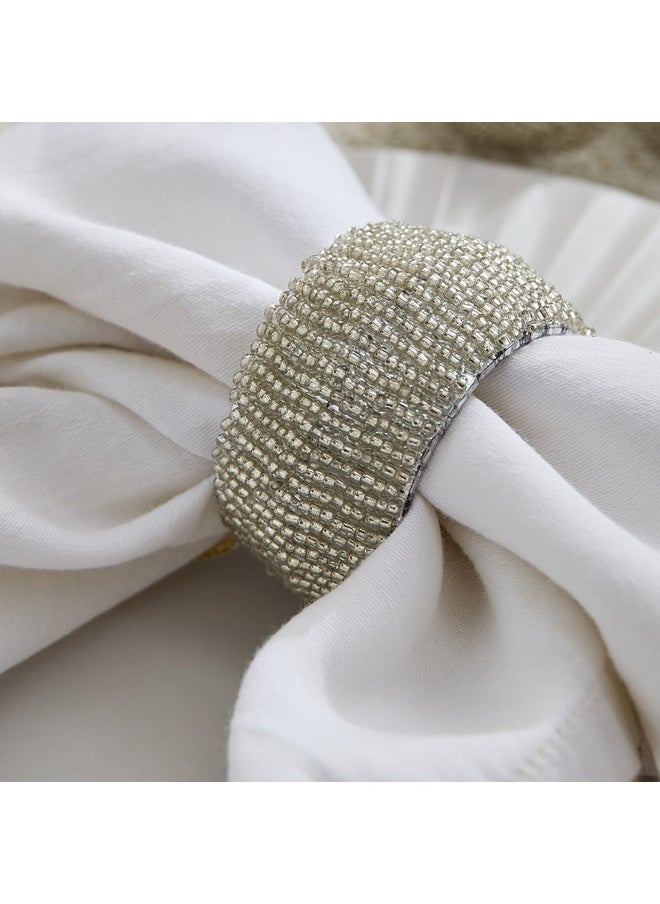 Home Box Blaze Beaded 4-Piece Napkin Rings Set 5 X 5 Cm  - Image 3