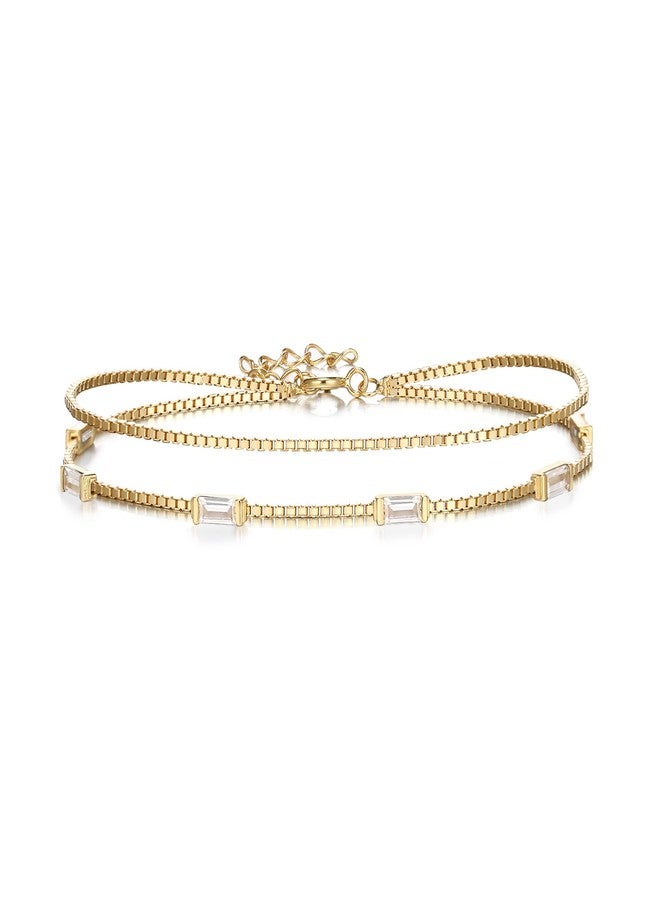 FANZE Birthstone Bracelets for Women Gold Layerd Link Bracelets 925 Sterling Sliver Cubic Zircon April Jewelry Gift for Birthday Anniversary Chrismas - Image 1