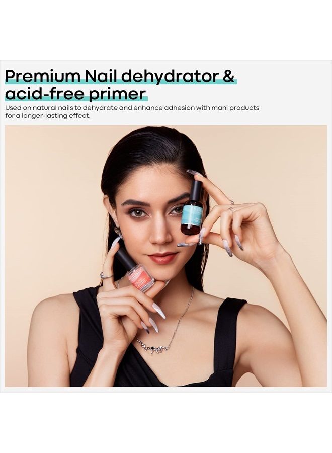 modelones 15 مل طلاء أظافر جل مزيل الرطوبة و برايمر، 4 قطع خالية من الحمض لتحضير الأظافر و ربط البرايمر، برايمر ربط فائق الجفاف لمجموعة مستلزمات أظافر الأكريليك - Image 2