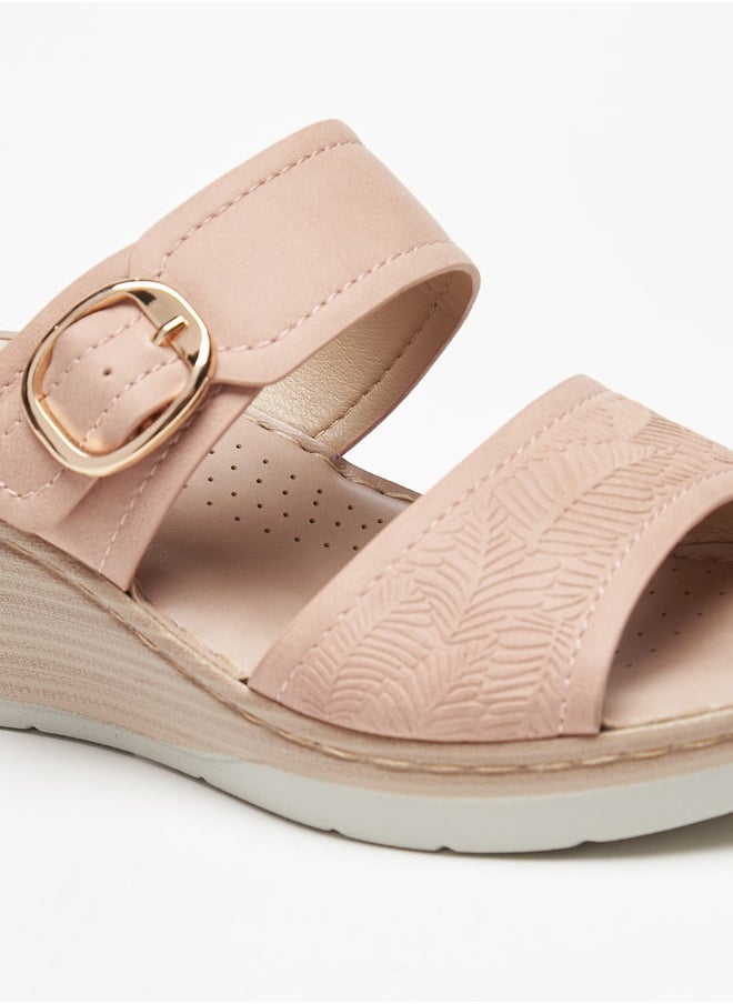 Le Confort - Women Wedge Heel Sandal With Floral Embossed Details - Image 1