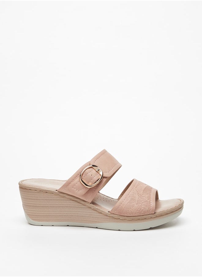 Le Confort - Women Wedge Heel Sandal With Floral Embossed Details - Image 1