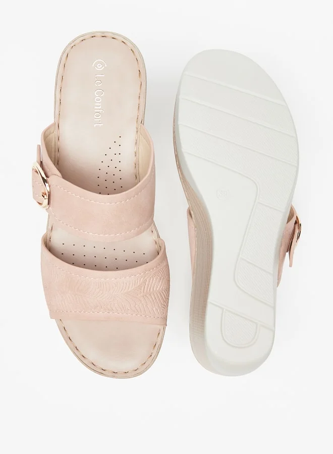 لو كونفورت Women Wedge Heel Sandal With Floral Embossed Details