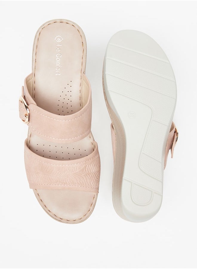 Le Confort - Women Wedge Heel Sandal With Floral Embossed Details - Image 1