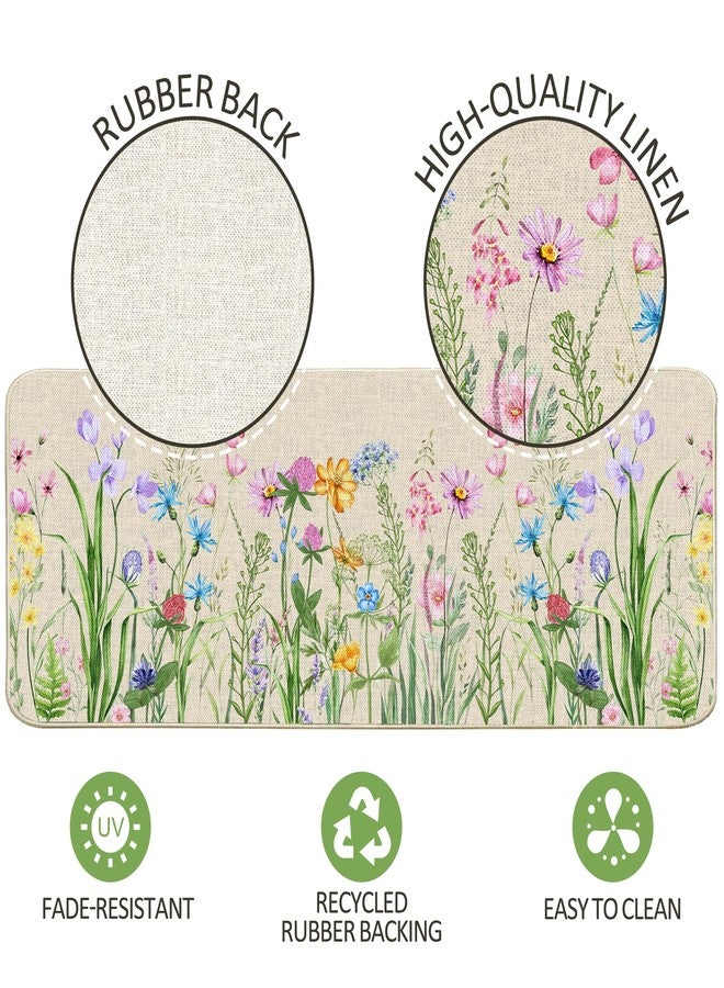 FUTBU Spring Rugs and Mats Set of 2, Hello Spring Floral Kitchen Decor, Farmhouse Colorful Anti Fatigue Mats for Floor Decorations, Rug Mat Home Decor 17"x27"+17"x47" - Image 3