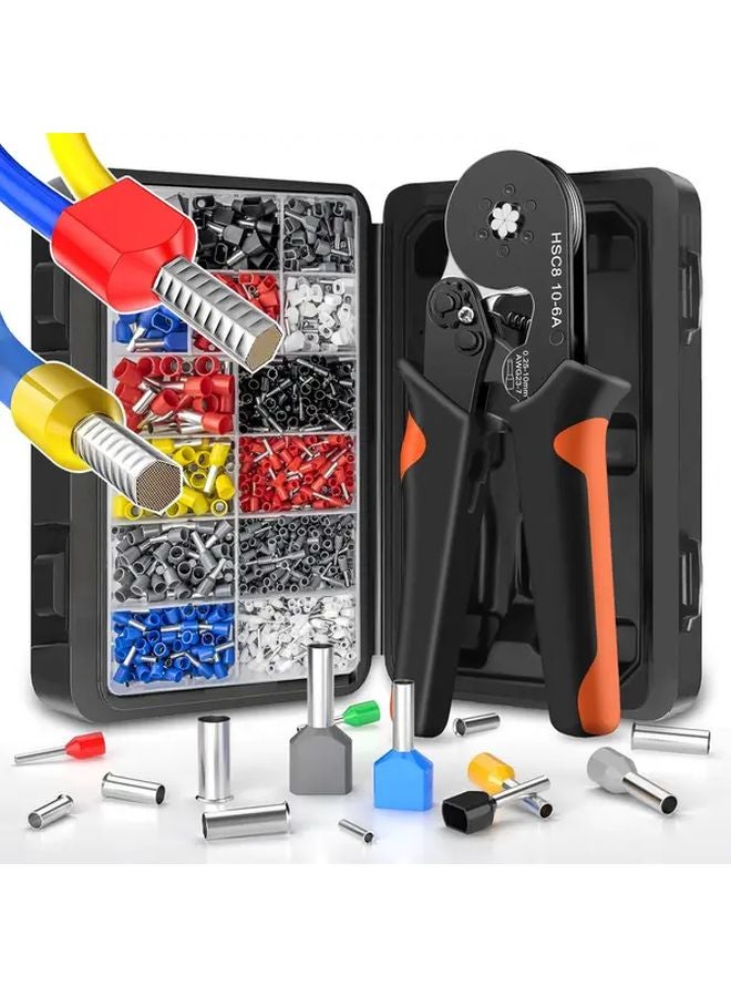 HSC8 10 6A Wire Crimper Kit With TE1200PCS Connectors High Carbon Steel Ratchet Crimper - Image 2