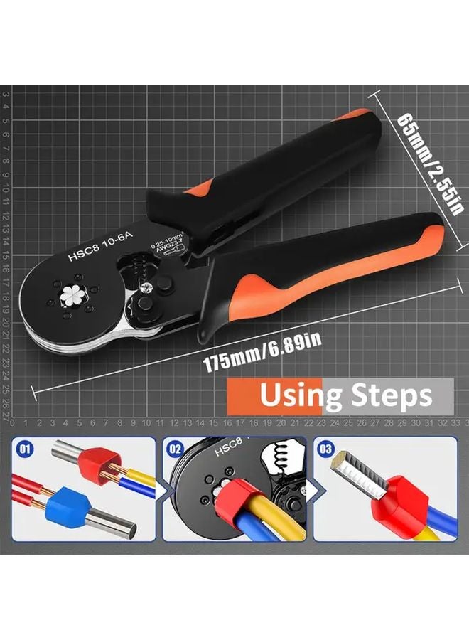 HSC8 10 6A Wire Crimper Kit With TE1200PCS Connectors High Carbon Steel Ratchet Crimper - Image 4