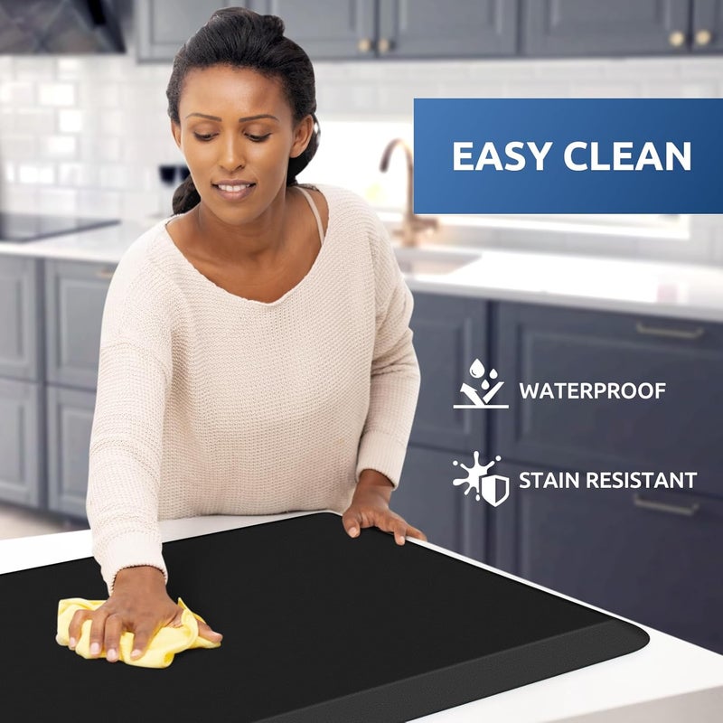 KitchenClouds Kitchen Mat Cushioned Anti Fatigue Rug 20"x32" Water Resistant, Non Slip, Standing and Comfort Desk/Floor Mats for House Sink Office (Black,0.8inch) - Image 3