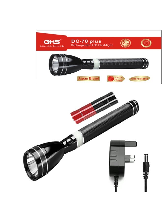 3-in-1 Rechargeable LED Flashlight CREE LED Aluminum Body with Rubber Blow Ni-Cd Battery GFL4622N Black 26.5cm