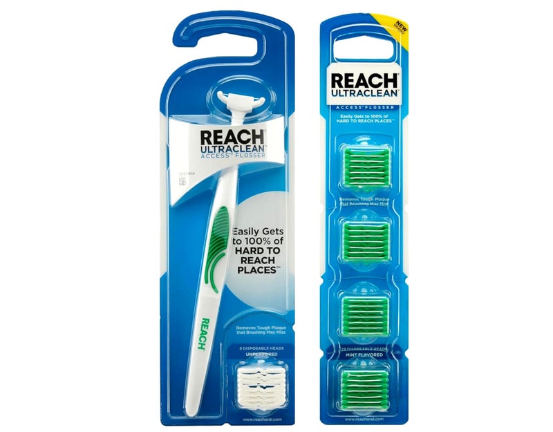 REACH Ultraclean Access Snap-On Flosser & Flosser Refill Head 28 ea, Pack for Proper Oral Care, Mint Flavor 1 ea - Image 1