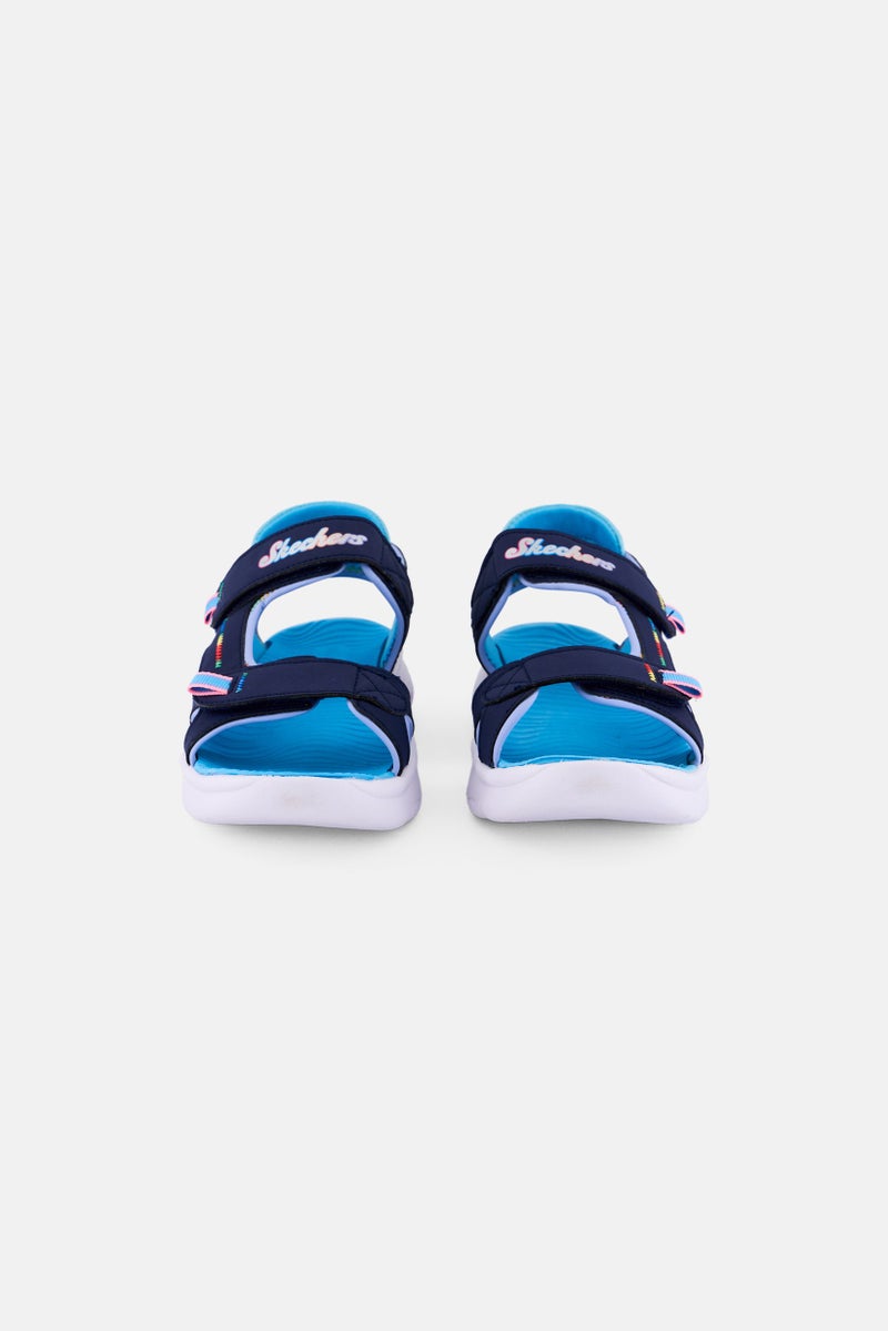 SKECHERS Kids Girl Flex Splash Vibrant Mood Velcro Closure Sandals, Navy  - Image 2