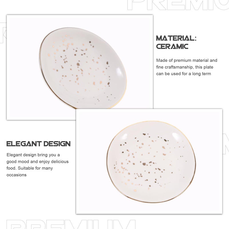 White Spotted Irregular Shape Ceramic Serving Platter for Appetizers Salads Western Dining - Image 4