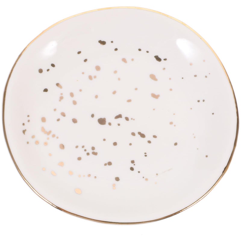 White Spotted Irregular Shape Ceramic Serving Platter for Appetizers Salads Western Dining - Image 2
