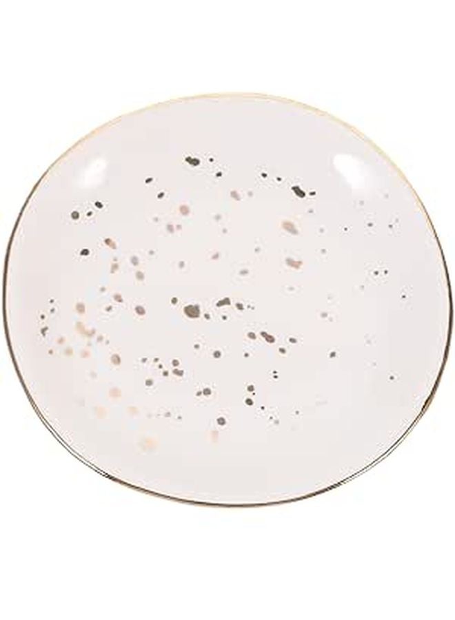 White Spotted Irregular Shape Ceramic Serving Platter for Appetizers Salads Western Dining - Image 1