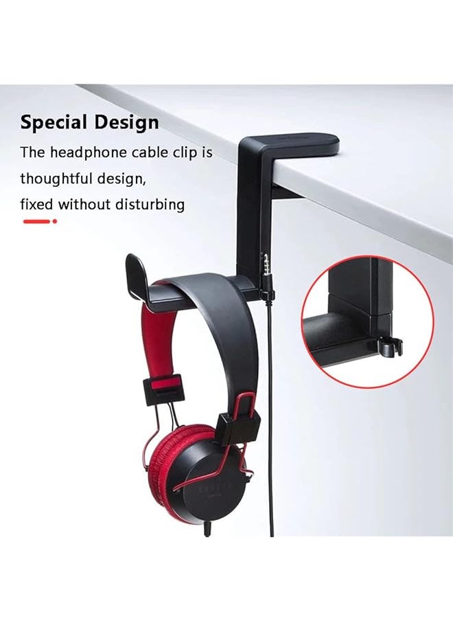 X spring Headphone Stand Hanger Headphone Hook Holder With Adjustable Rotating Arm Clamp & Cable Organizer Universal Stand For Gaming Headset  - Image 2