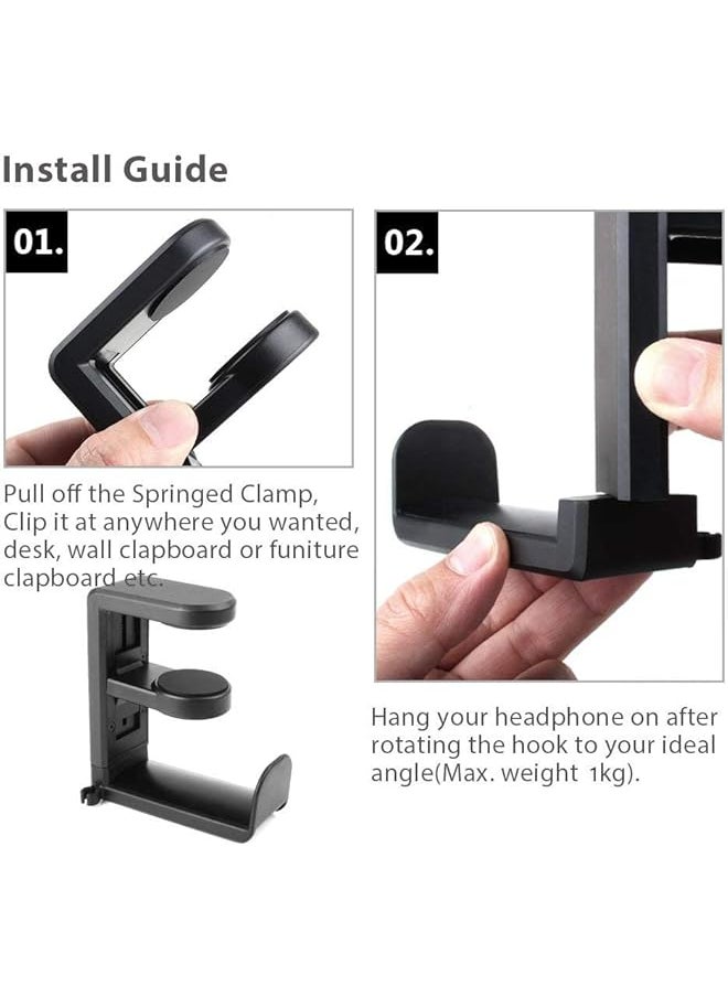 X spring Headphone Stand Hanger Headphone Hook Holder With Adjustable Rotating Arm Clamp & Cable Organizer Universal Stand For Gaming Headset  - Image 5