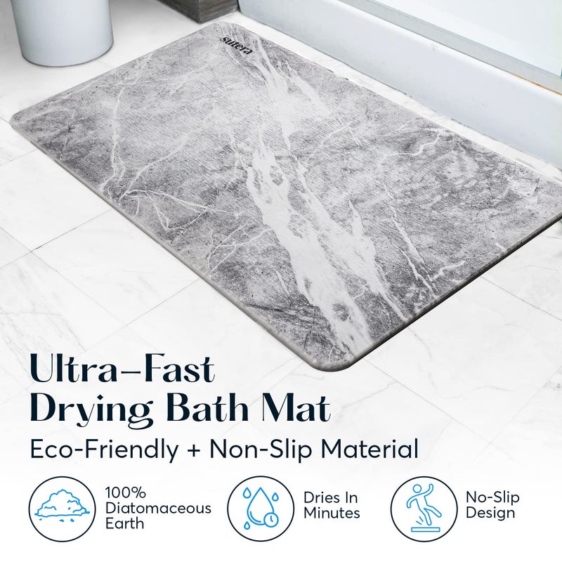 SUTERA - Stone Bath Mat, Diatomaceous Earth Shower Mat, Non-Slip Super Absorbent Quick Drying Bathroom Floor Mat, Natural, Easy to Clean (23.5 x 15 Granite) - Image 2