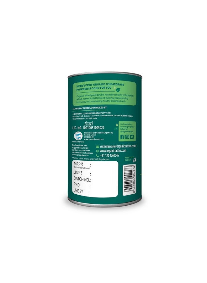 Organic Tattva مسحوق عشب القمح العضوي تاتفا، 200 جرام علبة | يعزز المناعة ويعمل كطعام خارق طبيعي للتخلص من السموم | يدعم الأيض الصحي | خالي من المبيدات والمواد الكيميائية | (عبوة من 2-100 جرام لكل منها) - Image 2