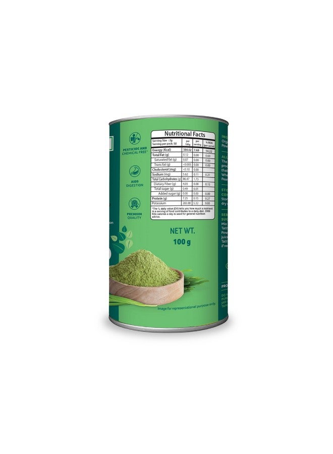 Organic Tattva مسحوق عشب القمح العضوي تاتفا، 200 جرام علبة | يعزز المناعة ويعمل كطعام خارق طبيعي للتخلص من السموم | يدعم الأيض الصحي | خالي من المبيدات والمواد الكيميائية | (عبوة من 2-100 جرام لكل منها) - Image 3