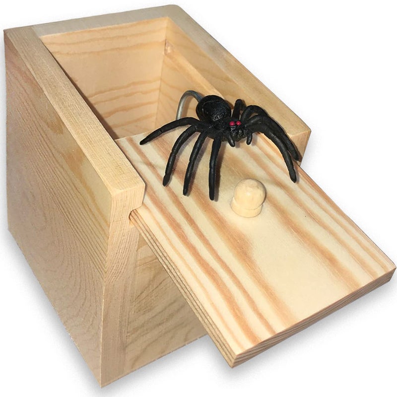 Jishi Large Spider Prank Box Gag Gift Funny Wooden Surprise Gift Box for Money Cash Card Spider Stocking Stuffers Prank Toys for Kids 4812 Boys Christmas White Elephant Gifts for Adults Men Women - Image 2