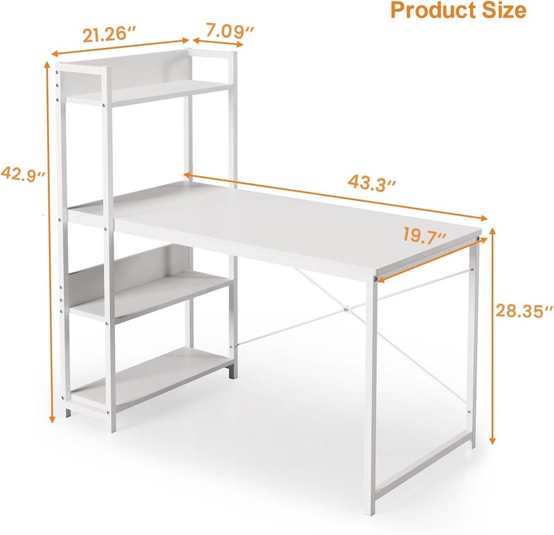 JOYSEUS Computer Desk for Home Office, Reversible Storage Shelves, Waterproof & Scratch-Resistant Large Gaming Table, Ergonomic Study Desk with Safe Rounded Corners (white) - Image 2