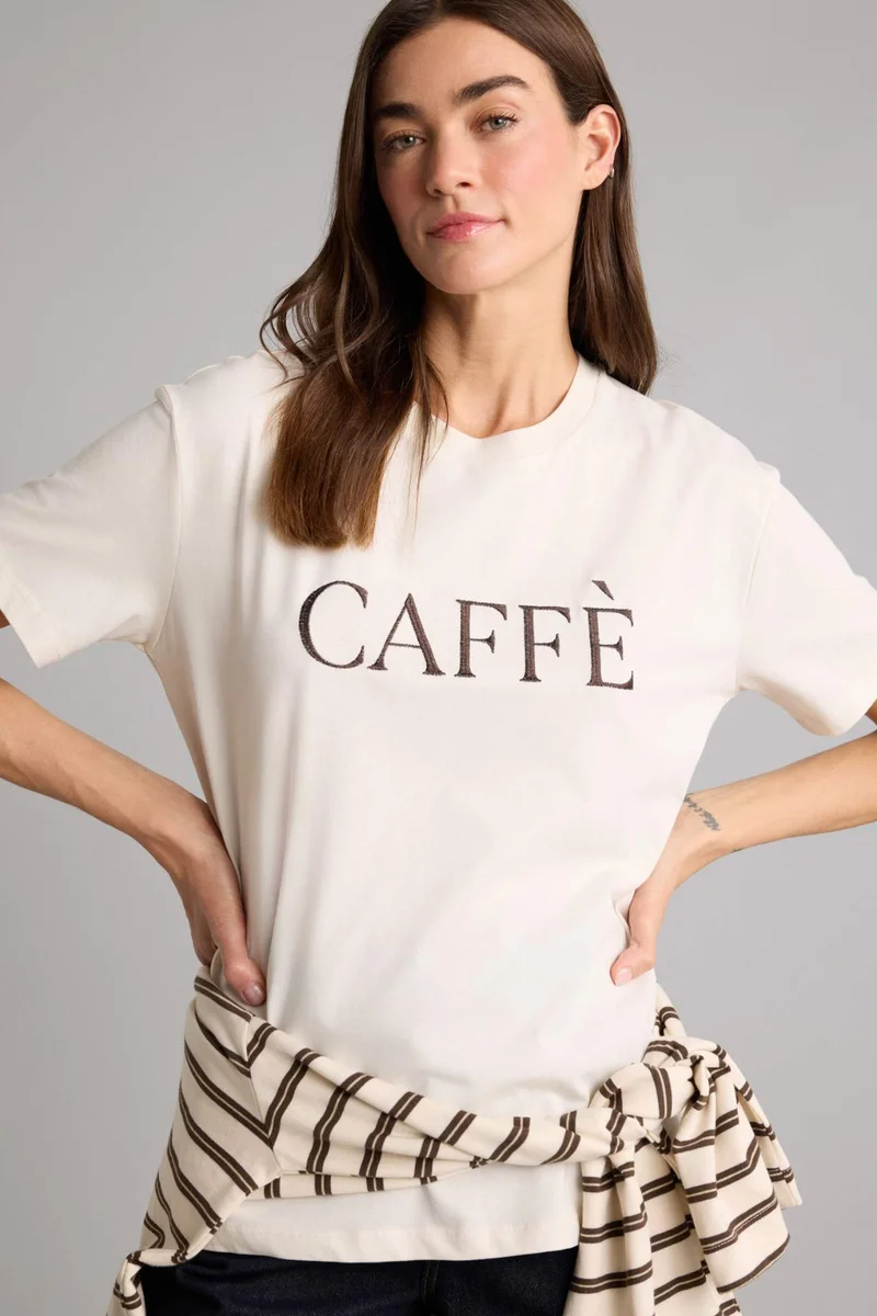 ديفاكتو Relax Fit Crew Neck Slogan Short Sleeve T-Shirt