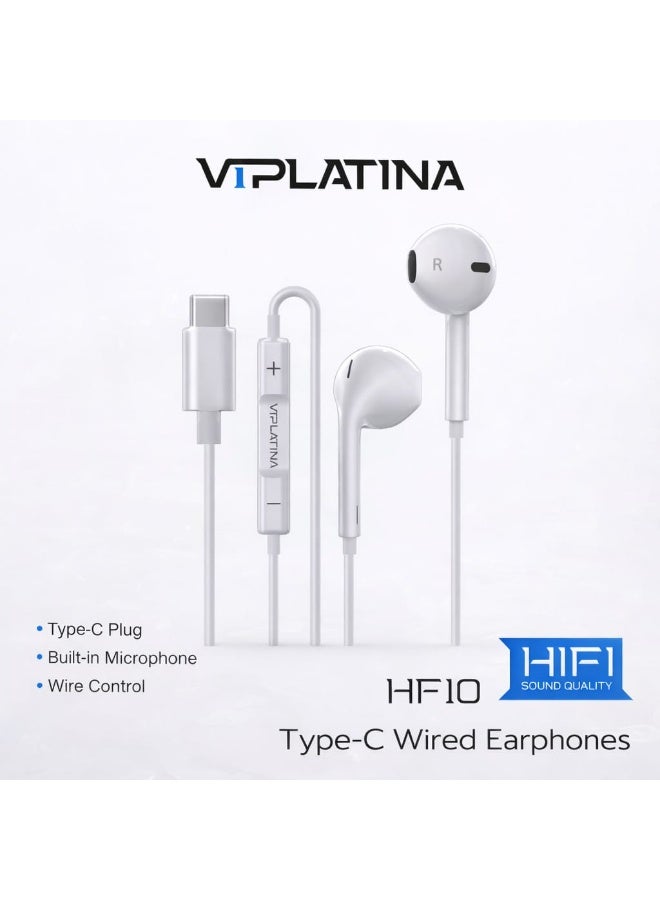 في آي بي لاتينا سماعات أذن سلكية Viplatina HF10 (من النوع C) - صوت HiFi، مع ميكروفون وأداة تحكم - Image 2