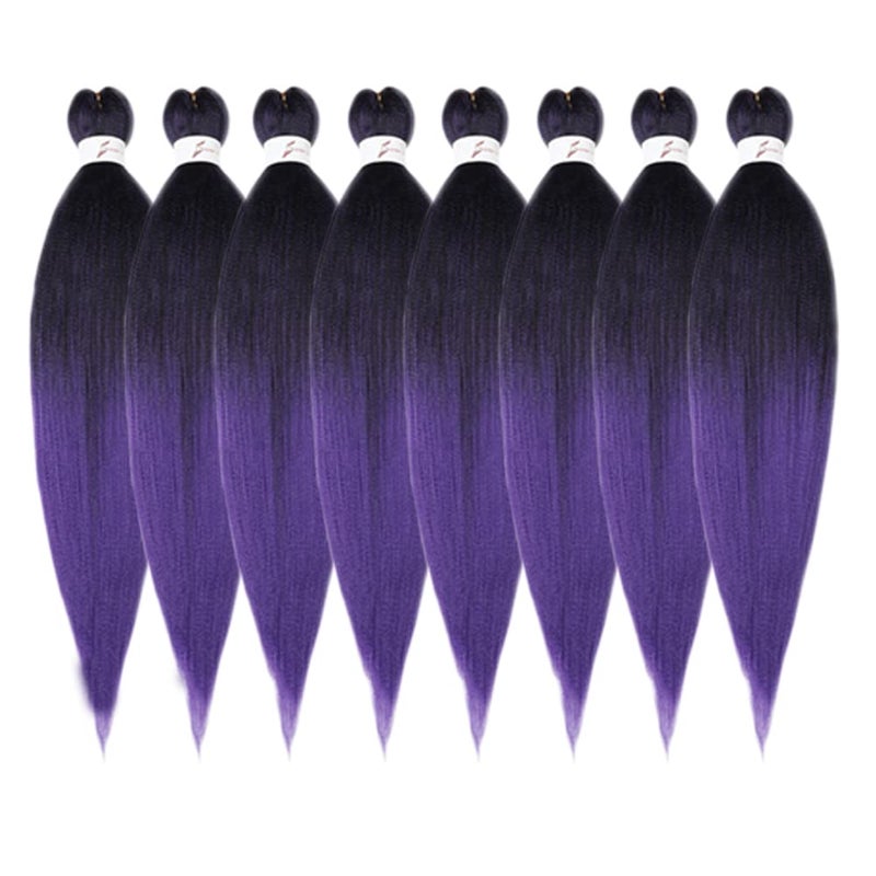 Braiding Hair Pre Stretched12 Inch 8 Packs Synthetic Braiding Hair Natural Easy Braid Crochet Hair Hot Water Setting Professional Soft Yaki Straight Texture 12Inch 1BPurple