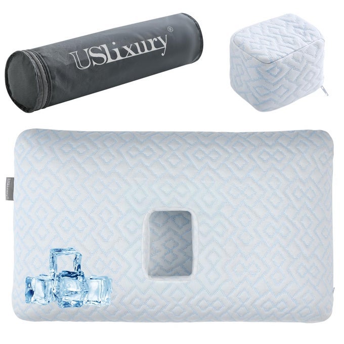 PIERCING PILLOW LARGE EAR PIERCING PILLOW WITH FOAM PLUG 4H EAR PILOW WITH 5132 AND OFF CENTER EARR HOLE SOFT CERTIPURUS MEMORY FOAM PIRECING PILOW FOR SIDE SLEEPERS COOLING SLEEP