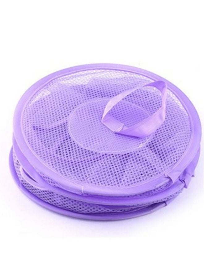 Purple 3 Layer Hanging Basket Collapsible Toy Storage Hammock Foldable Mesh Organizer - Image 1