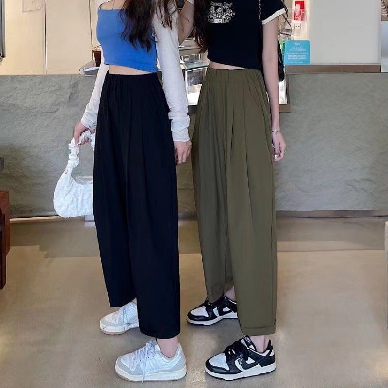 Plus Size High Waist Casual Pants for Women Green  - Image 1