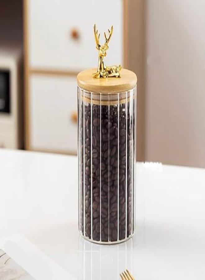 Airtight Glass Jar with Wood Lid - Coffee Bean, Nuts & Cereal Storage - 950ml