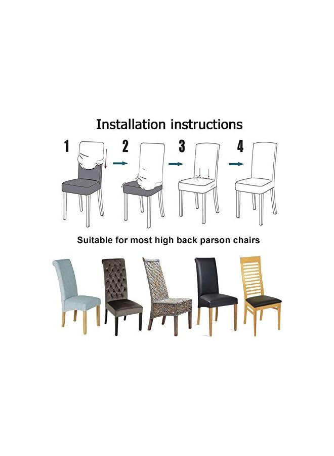 The Bros أغطية كراسي طعام كبيرة، واقي كراسي مرن XL قابل للإزالة والغسل، أغطية كراسي جاكار مضادة للغبار عالمية لغرفة الطعام والمطبخ والفندق - 2 قطعة - I - Image 5