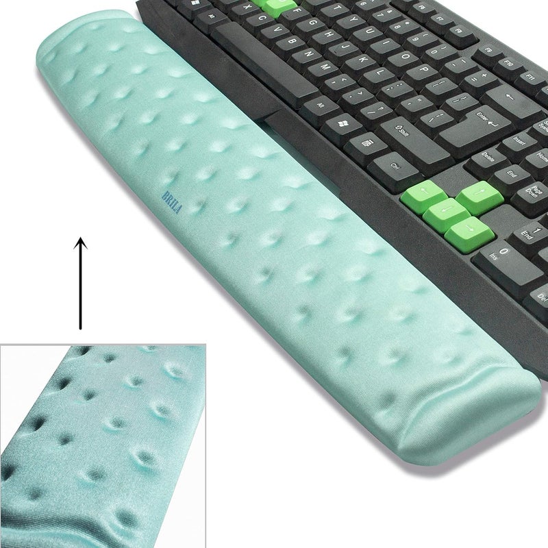 BRILA Memory Foam Keyboard Wrist Rest Support Pad Cushion for Computer, Laptop, Office Work, PC Gaming, Non-Slip Wrist Pain Relief (Aquamarine Keyboard Pad) - Image 1